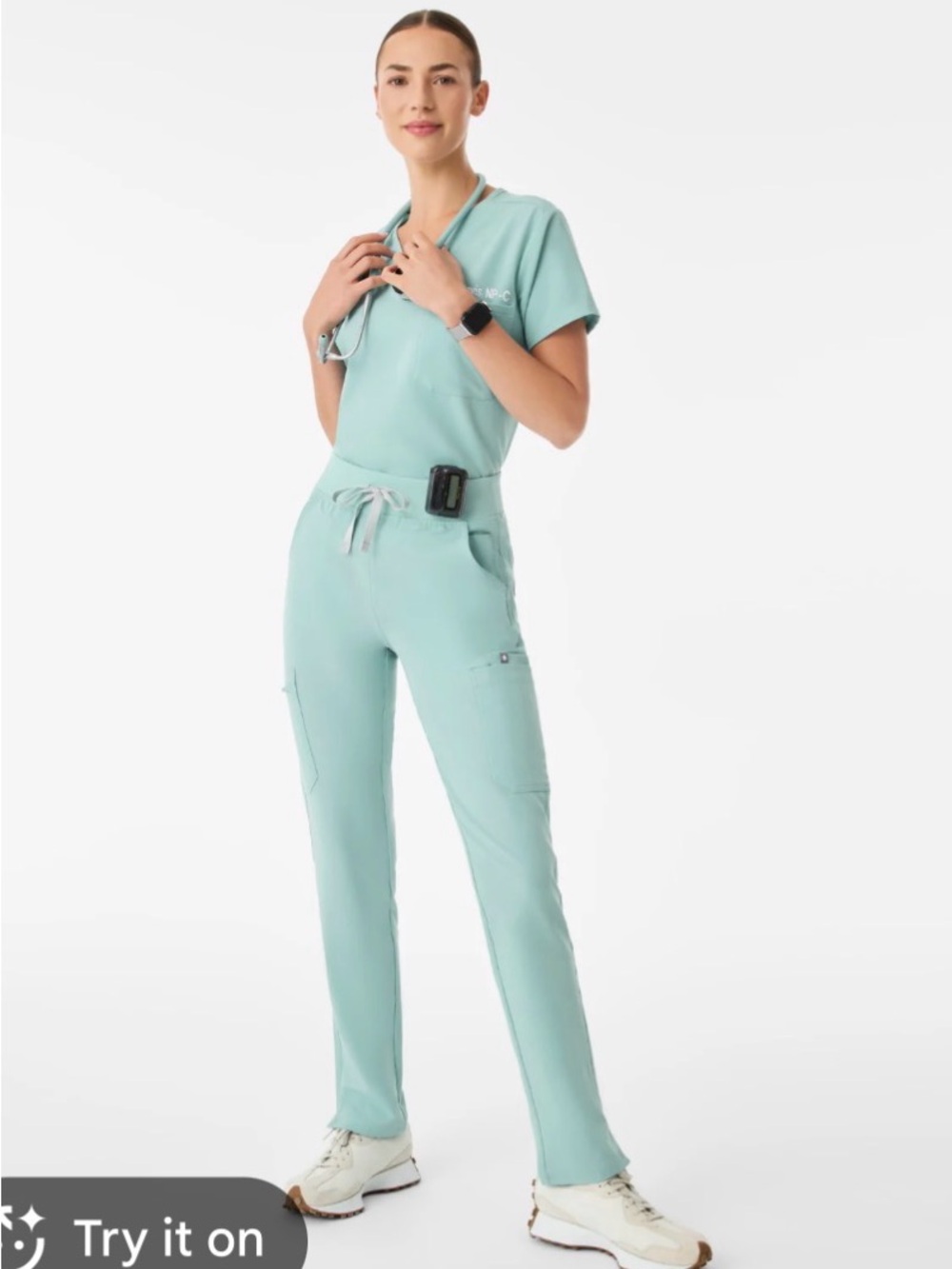 Figs Yola High-Rise Slum Scrub Pant in Limited Edition Seaglass